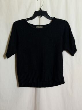 Vintage New York Style Black Silk Angora Sweater Top Size L